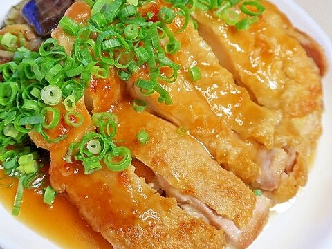 鶏もも竜田焼きとナスの甘酢あんかけ★減塩・低カリ